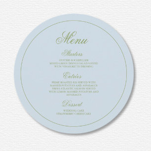 Elegant Blue Green Striped Wedding Menu