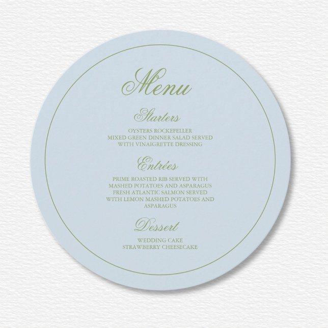 Elegant Blue Green Striped Wedding Menu (Creator Uploaded)