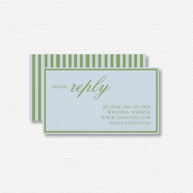 Elegant Blue Green Stripes Wedding  Enclosure Card (Creator Uploaded)