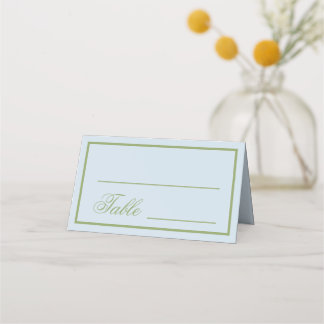 Elegant Blue Green Wedding Place Card