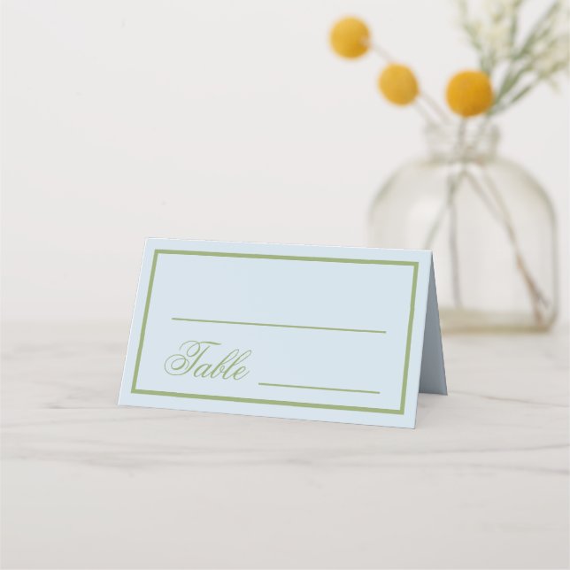 Elegant Blue Green Wedding  Place Card (Front)