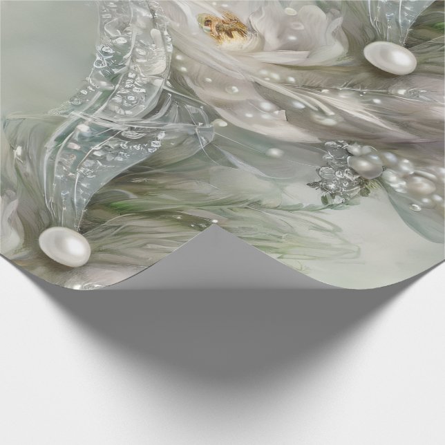 Elegant Blue, Grey, and Pearly Swirls Wrapping Paper (Corner)