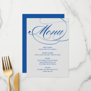 Elegant Blue Grey Calligraphy Script Wedding Menu