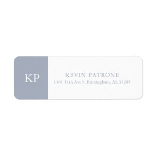Elegant Blue Grey   Grey Text Minimalistic Return Address Label