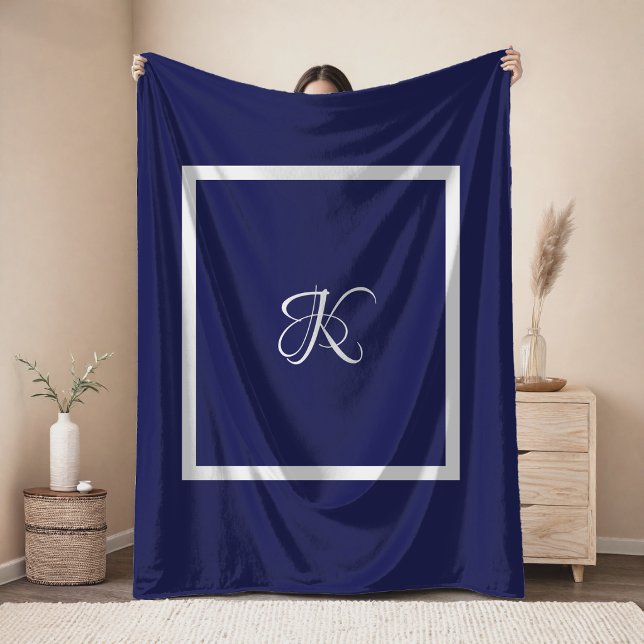 Elegant blue grey initial monogram tablecloth (Creator Uploaded)