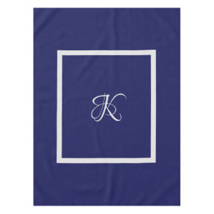 Elegant blue grey initial monogram tablecloth