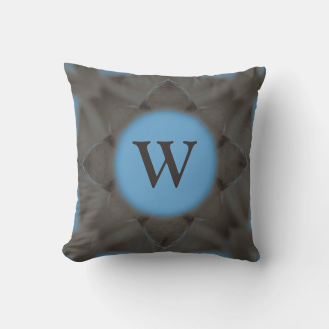 Elegant Blue Grey monogram Cushion (Front)