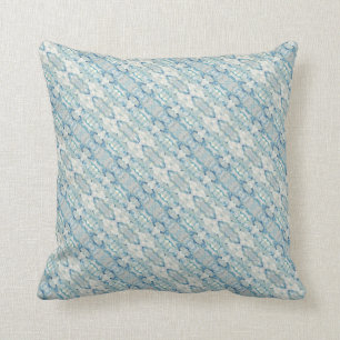 Elegant Blue Grey Pattern Cotton Throw Pillow