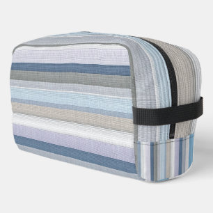 Elegant Blue Grey Vertical Stripes Pattern Dopp Kit