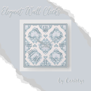 Elegant Blue Grey with Ornate Backing Wall Clock