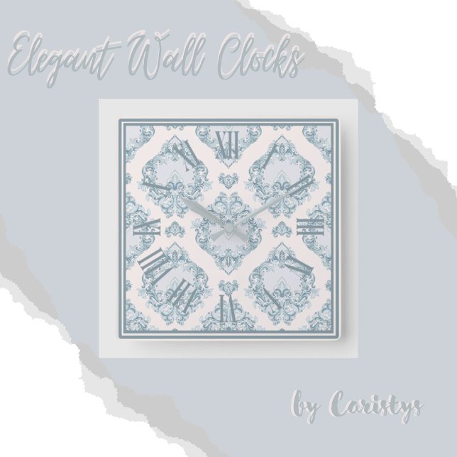 Elegant Blue Grey with Ornate Backing Wall Clock (Creator Uploaded)
