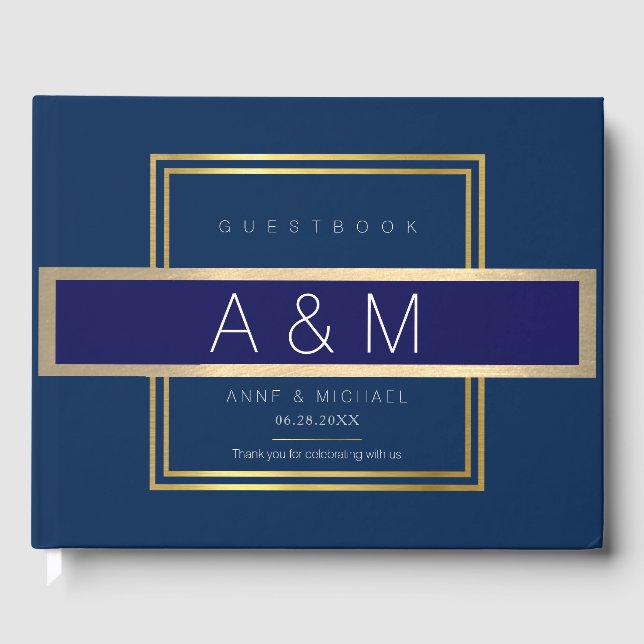 elegant blue guest messages book (Front)