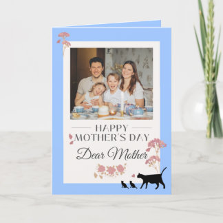 Elegant Blue Happy Mother's Day Card 