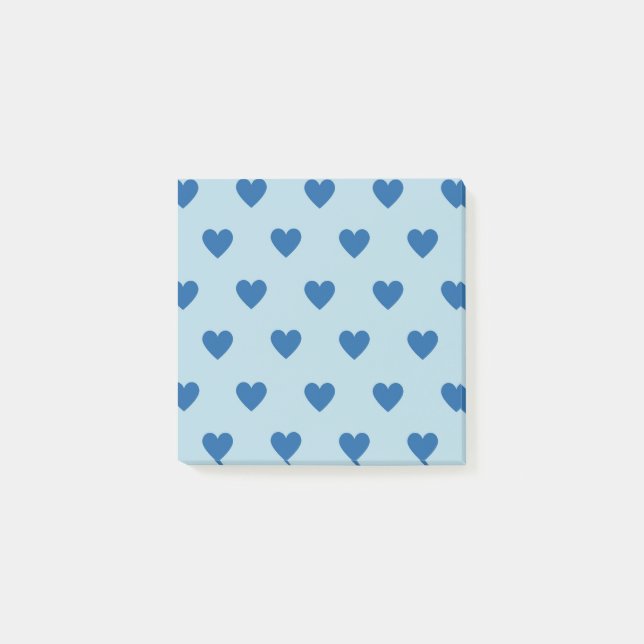 Elegant Blue Heart Pattern Modern & Minimal Post-it Notes (Front)