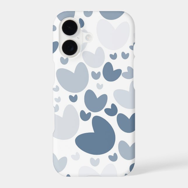 Elegant Blue Hearts Aesthetic Custom iPhone Case (Back)
