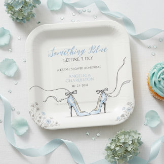 Elegant Blue Heels Bridal Shower Paper Plate