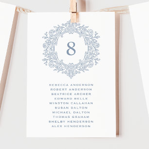 Elegant Blue Heirloom Crest Wedding Seating Card