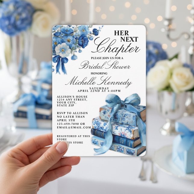 Elegant Blue Her Next Chapter Bridal Shower  Invitation (Creator Uploaded)