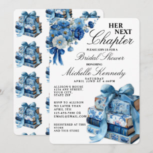 Elegant Blue Her Next Chapter Bridal Shower  Invitation