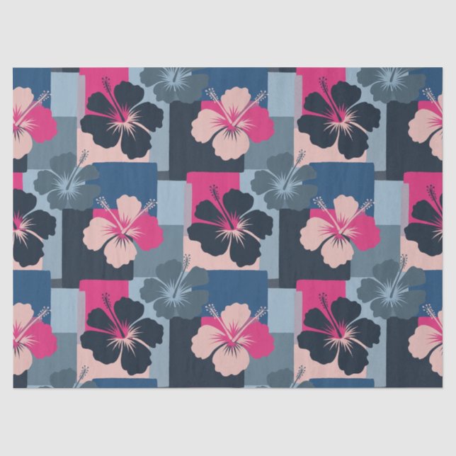 Elegant Blue Hibiscus Floral Pattern (13) Tissue Paper (Front)