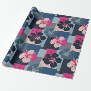 Elegant Blue Hibiscus Floral Pattern (13) Wrapping Paper