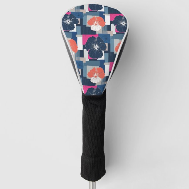 Elegant Blue Hibiscus Floral Pattern (1) Golf Head Cover (Front)