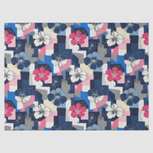 Elegant Blue Hibiscus Floral Pattern (4) Tissue Paper