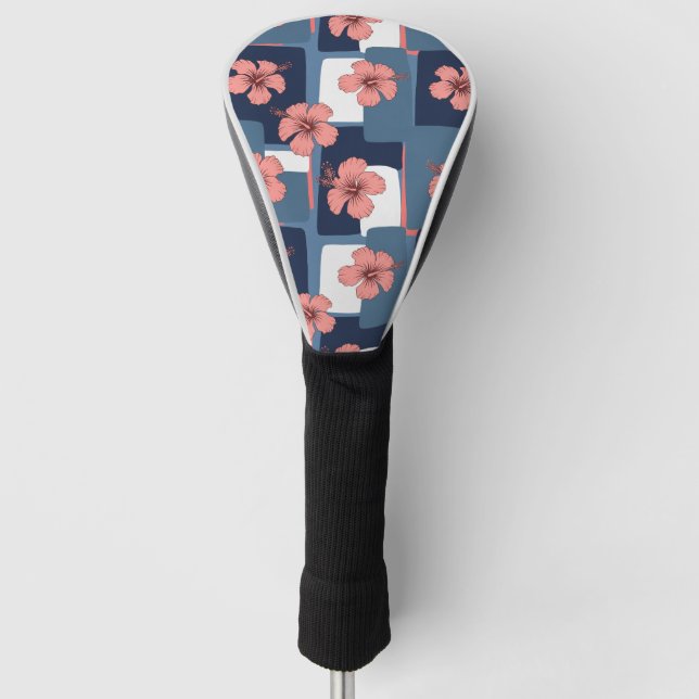Elegant Blue Hibiscus Floral Pattern (8) Golf Head Cover (Front)