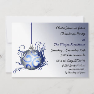 elegant blue Holiday party Invitation
