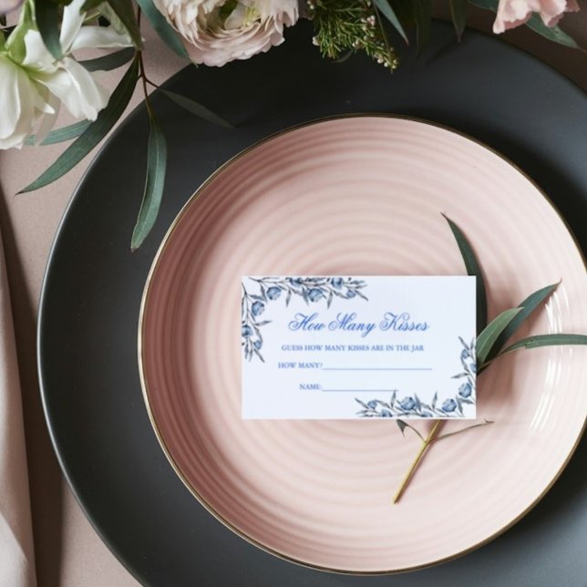 Elegant Blue How Many Kisses Jar Games Bridal Card (Creator Uploaded)