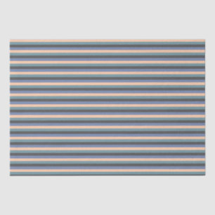 Elegant Blue Hues, Peach and Grey Stripes Pattern Tissue Paper