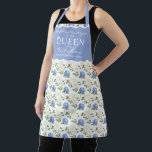 Elegant Blue Hydragea Flowers Pattern  Apron<br><div class="desc">Cook in style with this elegant apron featuring a beautiful blue hydrangea floral pattern and a charming "Queen of the Kitchen" theme. Perfect for baking, cooking, or hosting, it adds a touch of sophistication to your kitchen attire. A great gift for chefs, home cooks, or special occasions like birthdays and...</div>