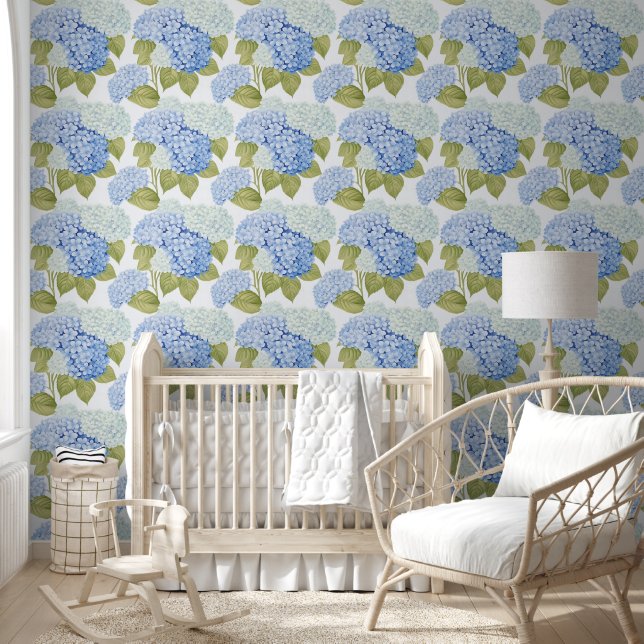 Elegant Blue Hydragea Flowers Pattern  Wallpaper (Kids)
