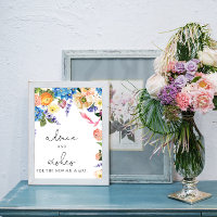 Elegant Blue Hydrangea Advice & Wishes Poster Sign