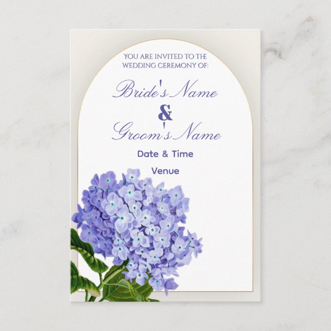 Elegant Blue Hydrangea Arch Wedding Invitation (Front)