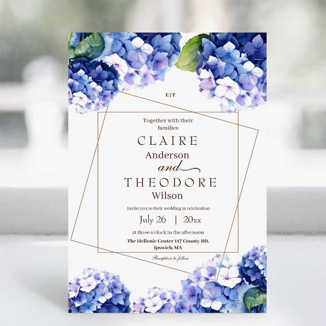 Elegant Blue Hydrangea Beautiful Floral Wedding Invitation (Creator Uploaded)