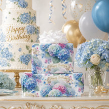Elegant Blue Hydrangea Birthday Celebration