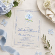 Elegant Blue Hydrangea Bridal Shower Acrylic