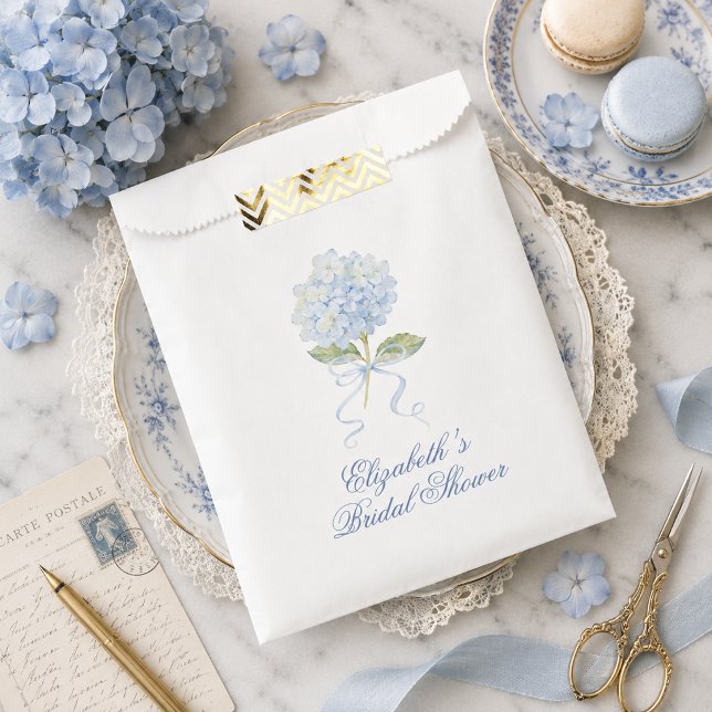 Elegant Blue Hydrangea Bridal Shower  Favour Bag (Elegant Blue Hydrangea Bridal Shower Favor Bag)