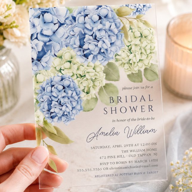 Elegant Blue Hydrangea Bridal Shower Invitation (Creator Uploaded)