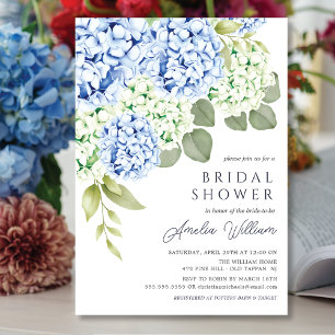 Elegant Blue Hydrangea Bridal Shower Invitation