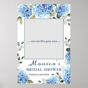 Elegant Blue Hydrangea Bridal Shower Photo Prop Poster