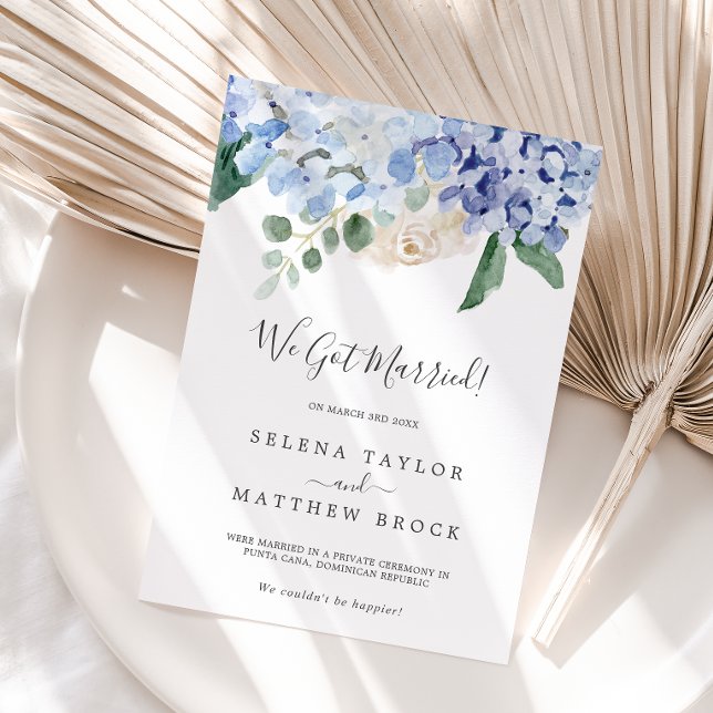 Elegant Blue Hydrangea Elopement Announcement (Creator Uploaded)