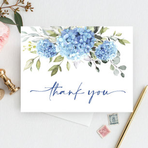 Elegant Blue Hydrangea Eucalyptus Flower Thank You Postcard