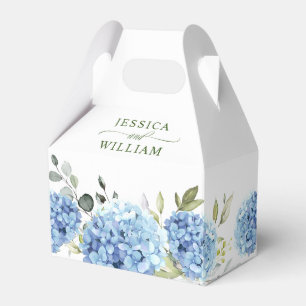 Elegant Blue Hydrangea Eucalyptus Gift Wedding Favour Box