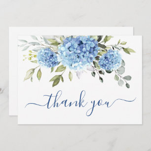 Elegant Blue Hydrangea Eucalyptus Thank You Card