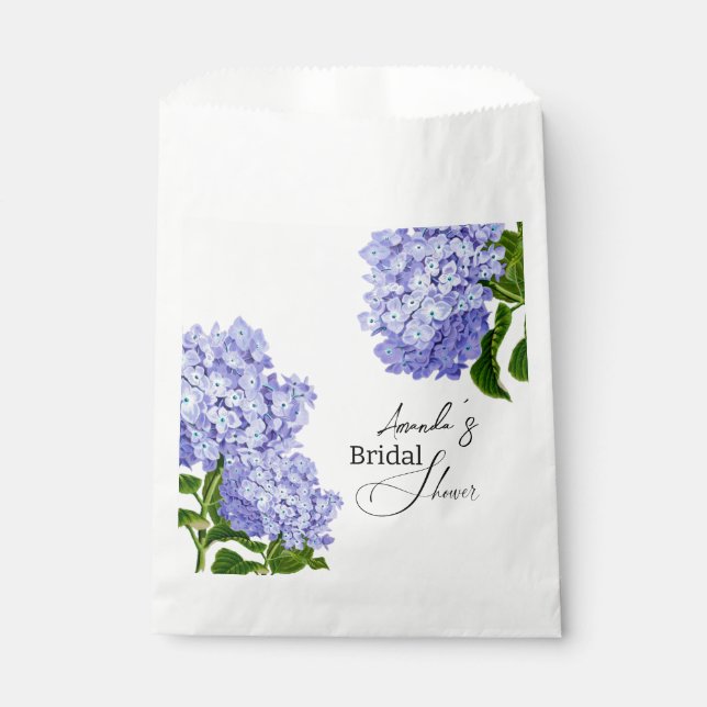 Elegant Blue Hydrangea Floral Bridal Shower Favour Bag (Front)