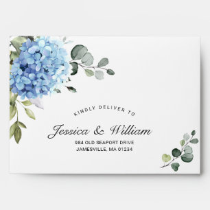 Elegant Blue Hydrangea Floral for RSVP card Envelope