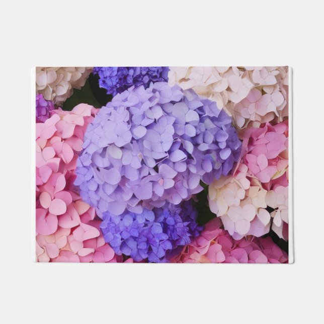 Elegant Blue Hydrangea Floral image Doormat (Front)