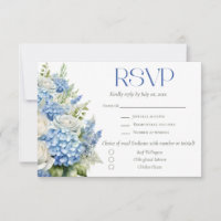 Elegant Blue Hydrangea Floral Meal Choice Wedding